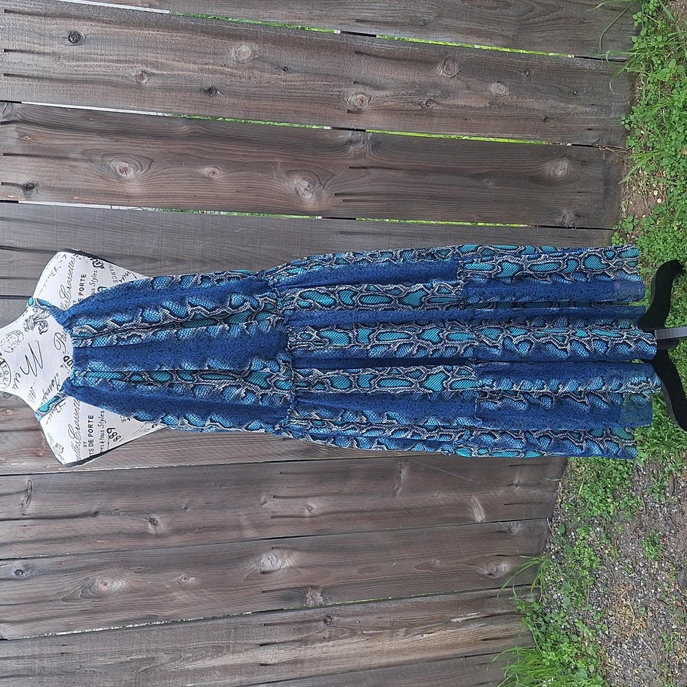 Sundance Blue Snake Python Print Tiered Halternec… - image 6